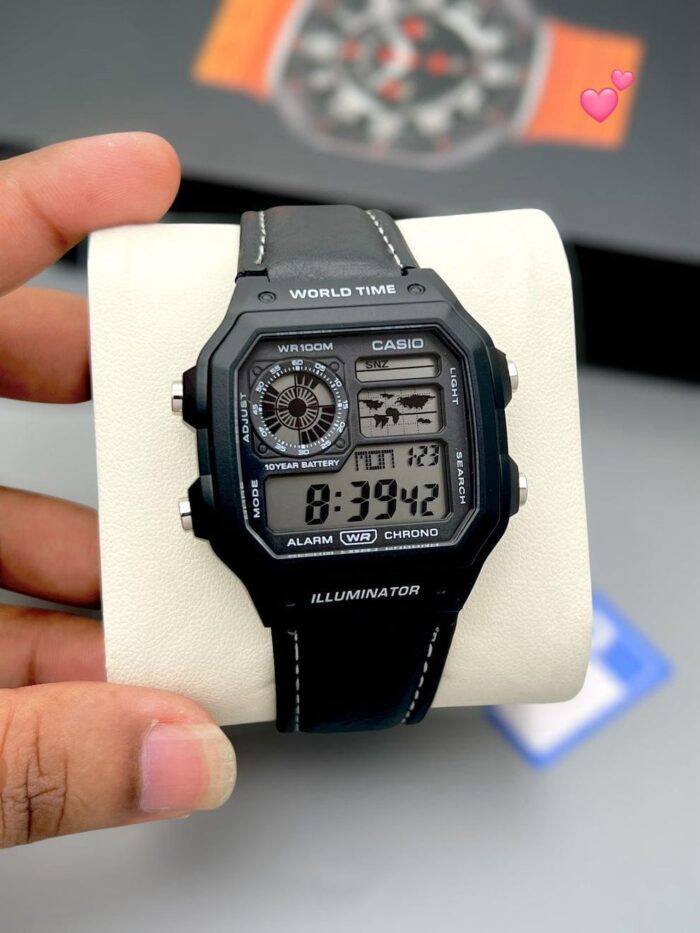 Casio Illuminator Leather AE-1200WHD (Black) - Image 2