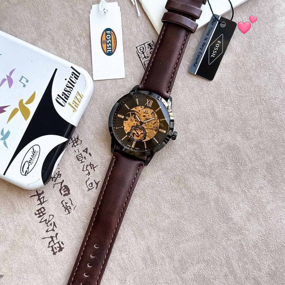 Fossil Roman Figures Rotating Tourbillon Leather (BRO) - Image 4