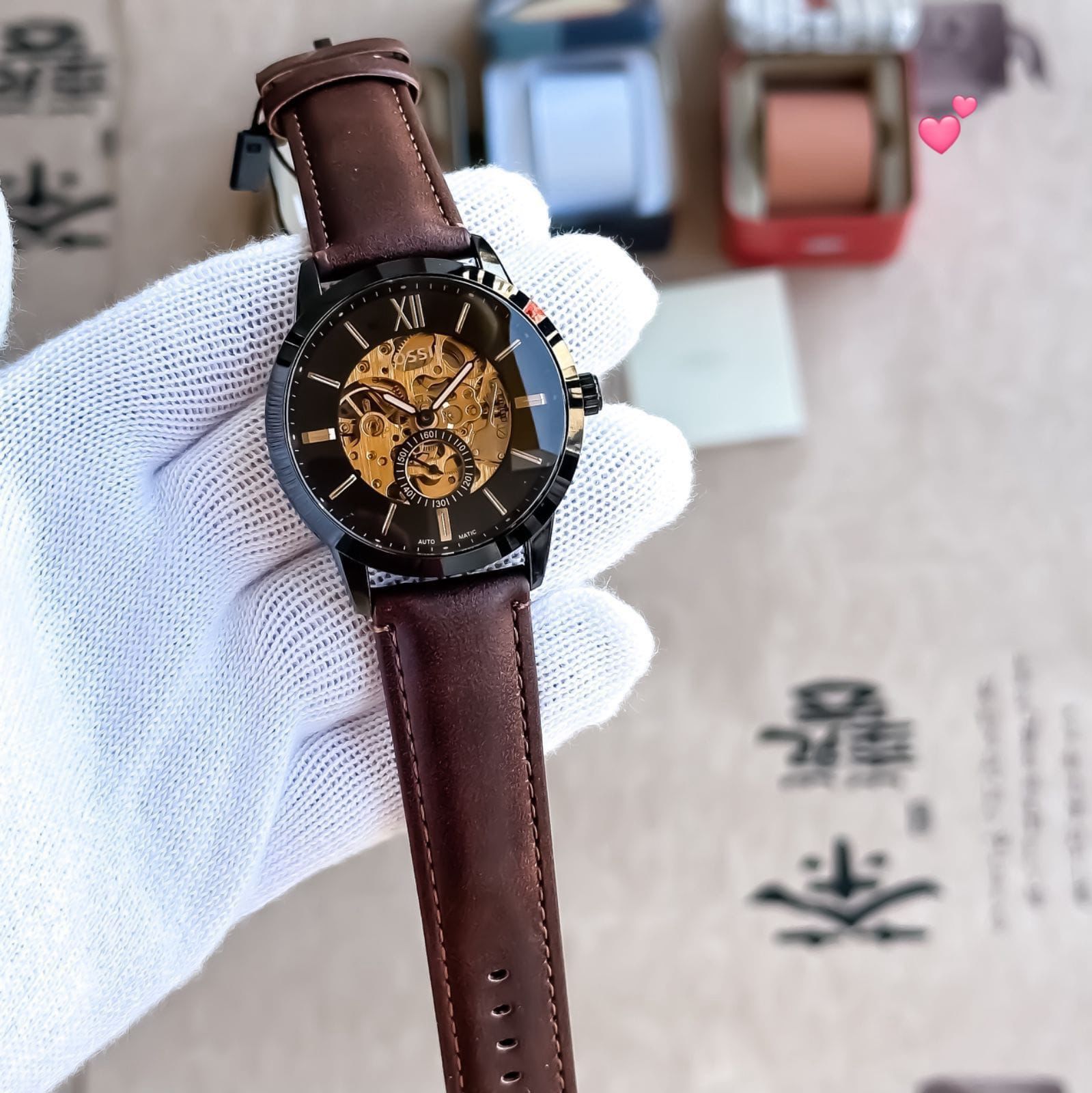 Fossil Roman Figures Rotating Tourbillon Leather (BRO) - Image 2